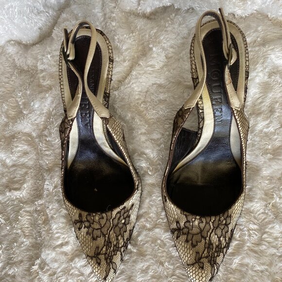 VINTAGE ALEXANDER MCQUEEN CLOTH HEELS 7 1/2 - Picture 3 of 5